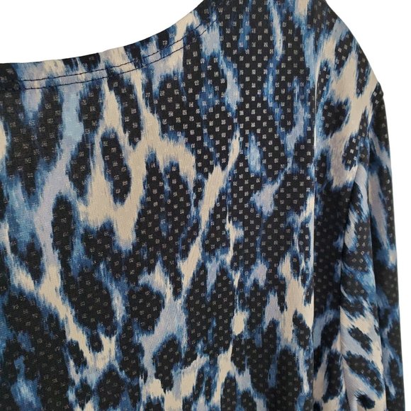 Susan Graver Size XL Top Leopard Print Dotted Liquid Jersey Knit Scoop Neck - Picture 8 of 8